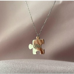 Kişiye Özel İsimli Puzzele Gümüş Kolye Özel Gün Hediyesi