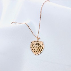 Kişiye Özel İsimli Rose Çilek Model Gümüş Kolye