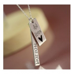 Kişiye Özel İsimli Ve Tarihli Gümüş Kolye Kişiye Özel İsimli Ve Tarihli Gümüş Kolye