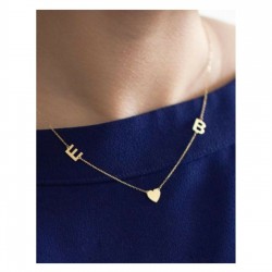 Kişiye Özel Kalp Detaylı İkili Harf Gümüş Kolye