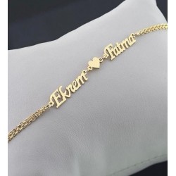 Kişiye Özel Kalp Detaylı İsimli Gümüş Kadın Bileklik