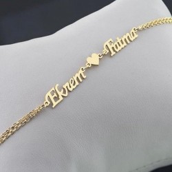 Kişiye Özel Kalp Detaylı İsimli Gümüş Kadın Bileklik