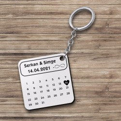 Kişiye Özel Tarihli İsimli Gümüş Anahtarlık