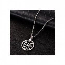 Klasik Viking Pusulası Unisex 925 Ayar Gümüş Kolye