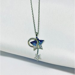 Mavi Kuyruklu Yıldız Gümüş Kolye