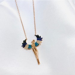 Melek Kanatlı Sevgililer Gümüş Kolye