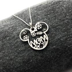 Mickey Mouse Mom 925 Ayar Gümüş Tasarım Kolye