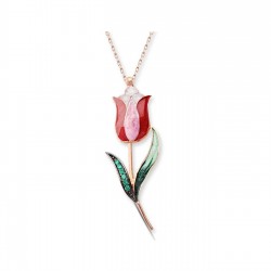 Mineli Lale Model Gümüş Kolye Özel Gün Hediyesi