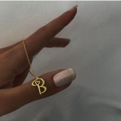 Mini Kalp Detaylı 925 Ayar Gümüş Kişiye Özel Harfli Gümüş Kadın Kolye