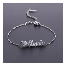 Mini Kalp Detaylı 925 Ayar Gümüş Kişiye Özel İsimli Gümüş Kadın Bileklik