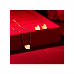 Mini Kalp Model 925 Ayar Gümüş Küpe Kolye Kadın Hediyelik Set