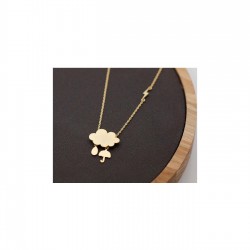 Mini Yağmur Detaylı Bulut Gümüş Tasarım Kolye