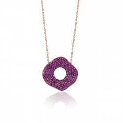 Mor Taşlı Gümüş Kolye Özel Gün Hediyesi