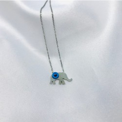 Nazar Detaylı Fil Şans Gümüş Kolye