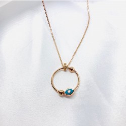 Nazar Detaylı Halka Gümüş Kolye