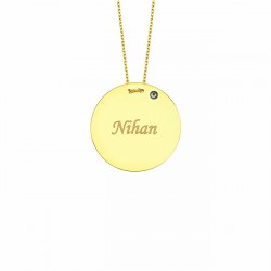 Nazar Detaylı Kişiye Özel İsimli 925 Ayar Gümüş Gold Plaka İsim Kolye