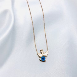 Nazar Detaylı Melek Gümüş Kolye