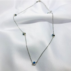 Nazar Detaylı Zincir Gümüş Kolye