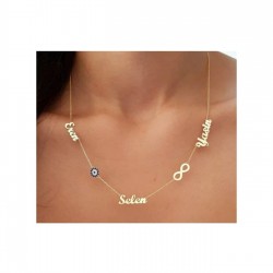 Nazar ve Sonsuzluk Detaylı Kişiye Özel 925 Ayar Gümüş Hediyelik Kolye