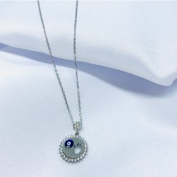 Nazarlı Bebek El Detaylı Gümüş Kolye