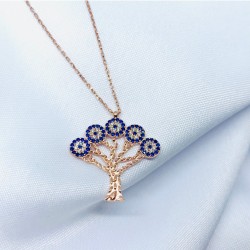 Nazarlı Hayat Ağacı Gümüş Kolye