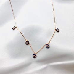 Nazarlı Zincir Model Gümüş Kolye