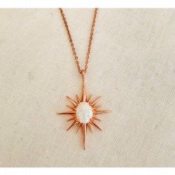 Opal Taşlı Kutup Yıldızı Gümüş Kolye Özel Gün Hediyesi