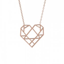 Origami Kalp Gümüş Kolye Özel Gün Hediyesi