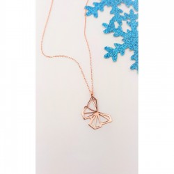 Origami Kelebek Gümüş Kolye Özel Gün Hediyesi
