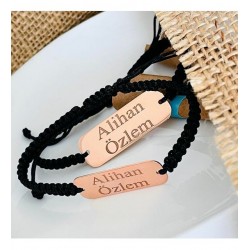 Örme Model Gümüş Plaka İsim Bileklik