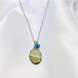 Oval Plaka Dua Gümüş Kolye