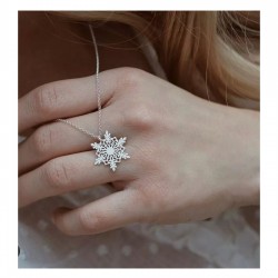 Özel Tasarım Kar Tanesi Gümüş Kadın Hediyelik Kolye