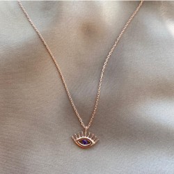 Pembe Göz Gümüş Kolye