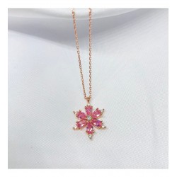 Pembe Lotus Çiçeği Gümüş Kolye Özel Gün Hediyesi