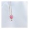 Pembe Taşlı Yonca Gümüş Kolye