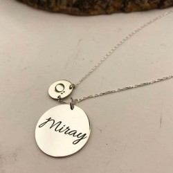Plaka Kolye Harfli İsimli 925 Gümüş Kolye Özel Gün Hediyesi