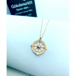 Pusula Model Unisex Hediyelik Gümüş Kolye