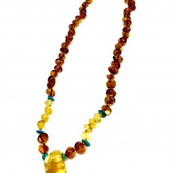 Renkli Kehribar Unisex Kolye