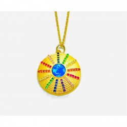 Renkli Taşlı Gold Kolye