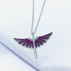 Renkli Taşlı Mikail Kılıcı Gümüş Kolye