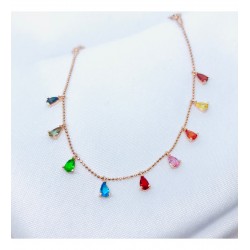 Renkli Turmolin Taş Gümüş Bileklik