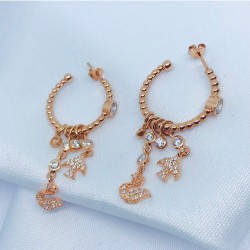 Rose Charmlı Şans Gümüş Küpe