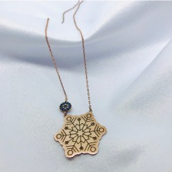 Rose Desenli Gümüş Kolye