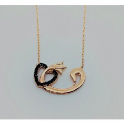 Rose Kalpli Vav Gümüş Kolye