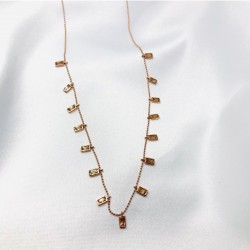 Rose Taşlı Zincir Gümüş Kolye Özel Gün Hediyesi