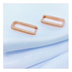 Rose Zirkon Taşlı Dikdörtgen Gümüş Küpe