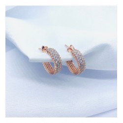 Rose Zirkon Taşlı Halka Küpe Rose Zirkon Taşlı Halka Küpe