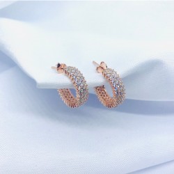 Rose Zirkon Taşlı Halka Küpe