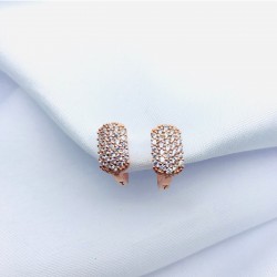 Rose Zirkon Taşlı Klipsli Küpe