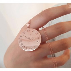 Saat Model 925 Ayar Gümüş Özel Tasarım Unisex Hediyelik Kolye